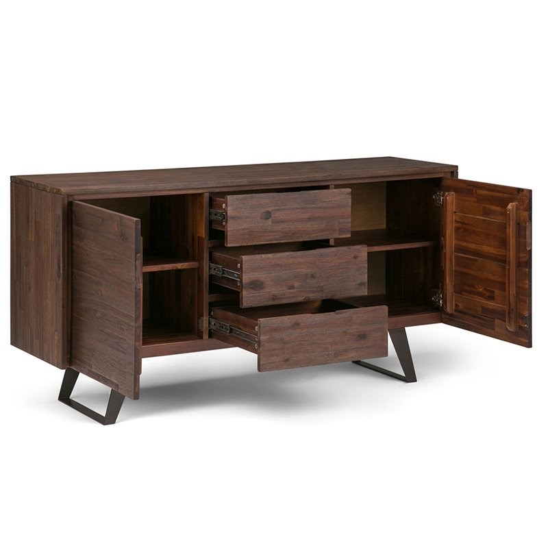 Simpli Home Lowry Buffet in Distressed Charcoal Brown