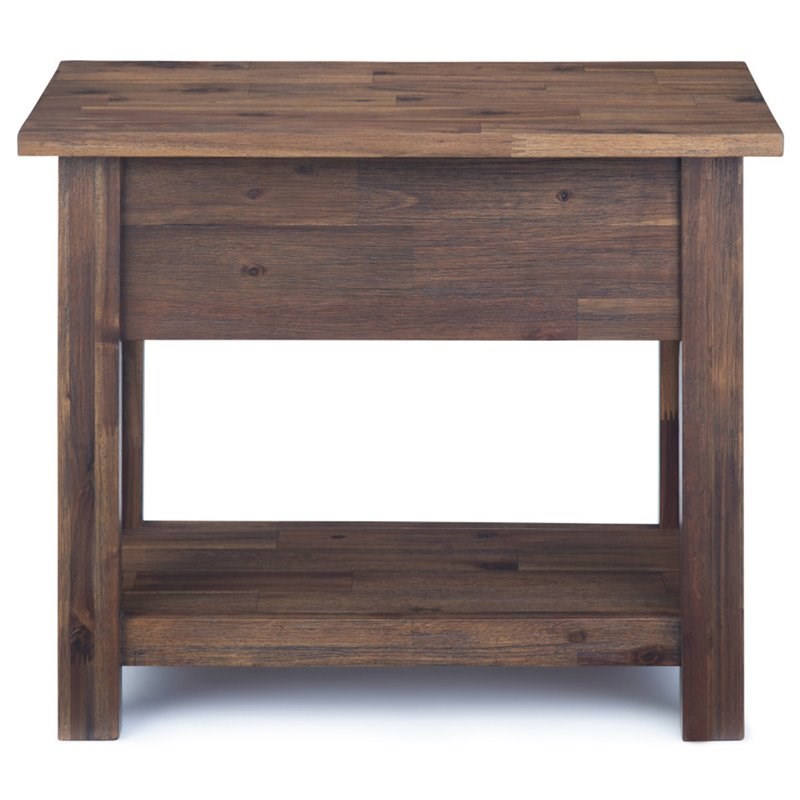 Simpli Home Monroe SOLID ACACIA WOOD 14 " Rectangle Rustic Narrow Side
