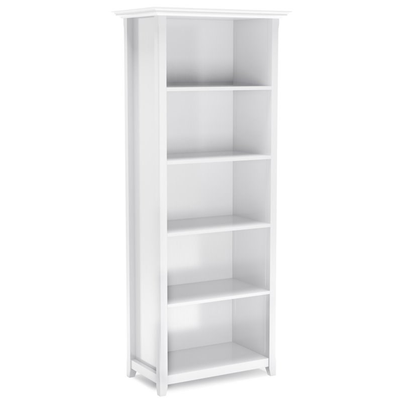 Simpli Home Amherst Solid Wood 70 Tall, Hampton Bay White 3 Shelf Bookcases