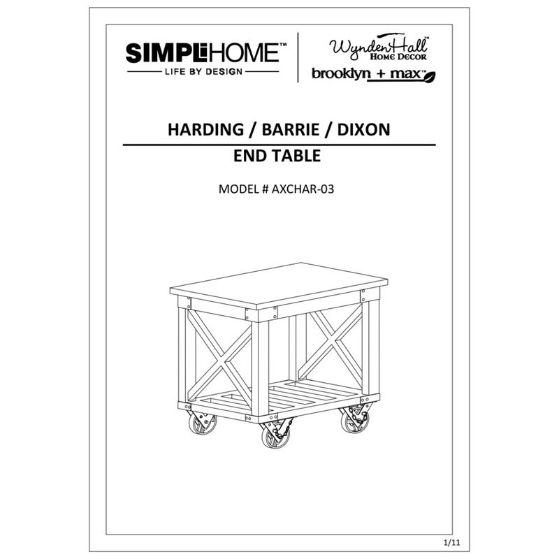 Simpli Home Harding Solid Mango Wood End Table in Distressed Dark Brown