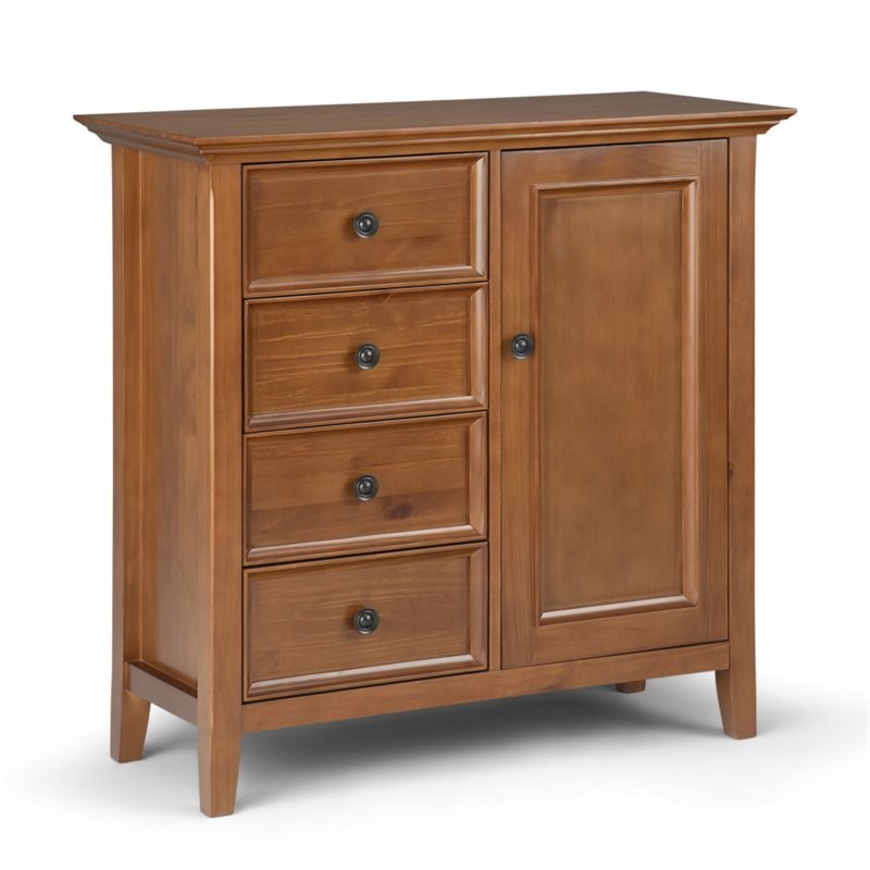 Simpli Home Amherst Solid Wood Storage in Light Golden Brown