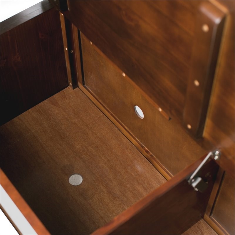simpli home artisan solid wood entryway lift-top storage bench in