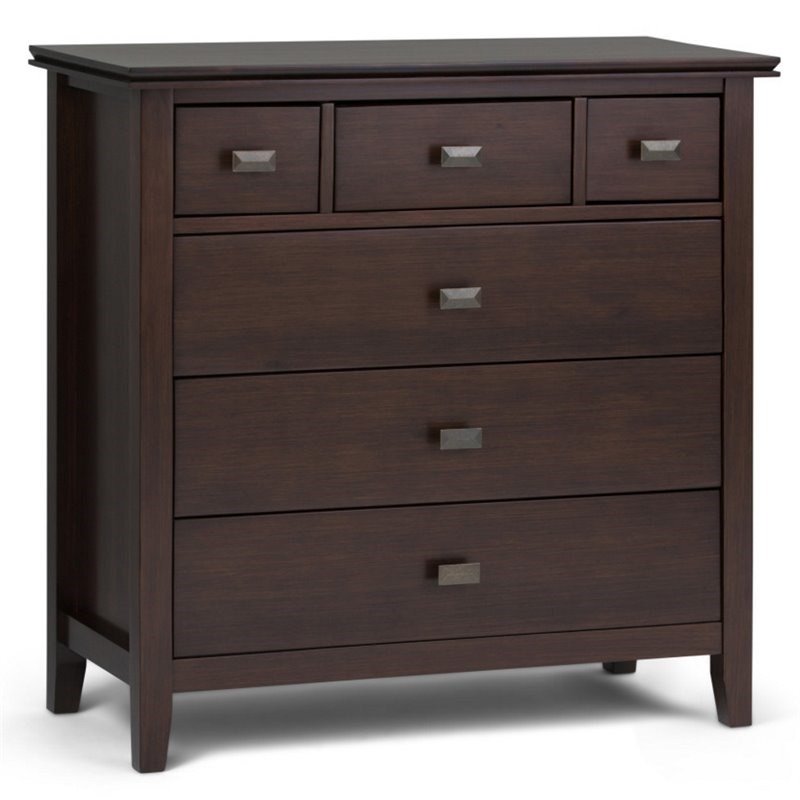 simpli home artisan solid wood bedroom chest with storage drawers