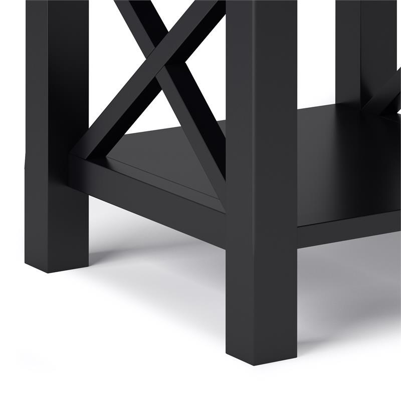 Simpli Home Kitchener Solid Wood Wide End Table with Storage in Black