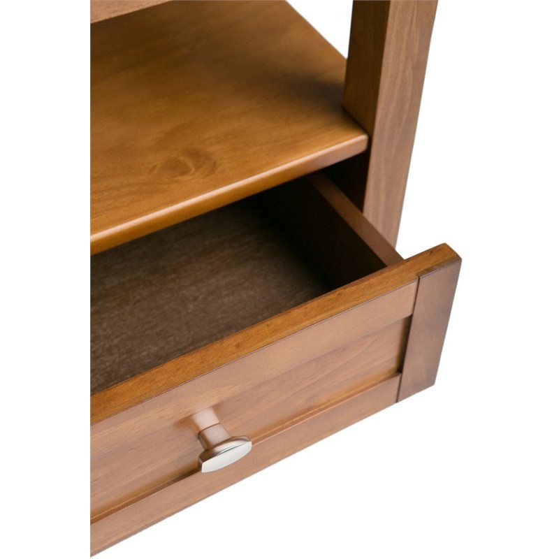 simpli home warm shaker solid wood wide end table with storage in