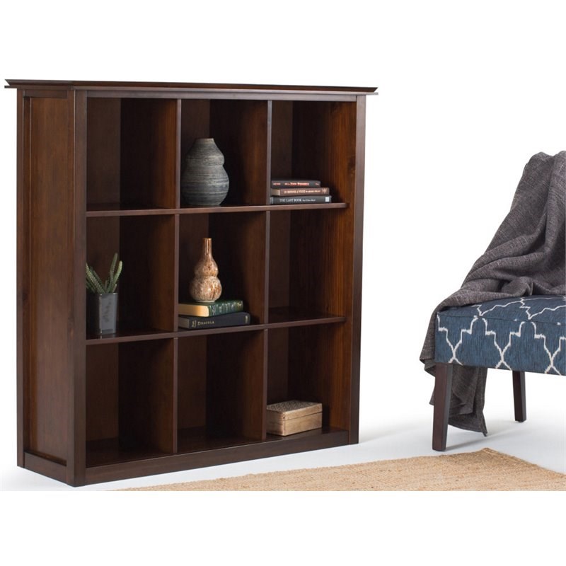 Simpli Home Artisan Wood Transitional 9 Cube Bookcase and Unit in Russet Brown