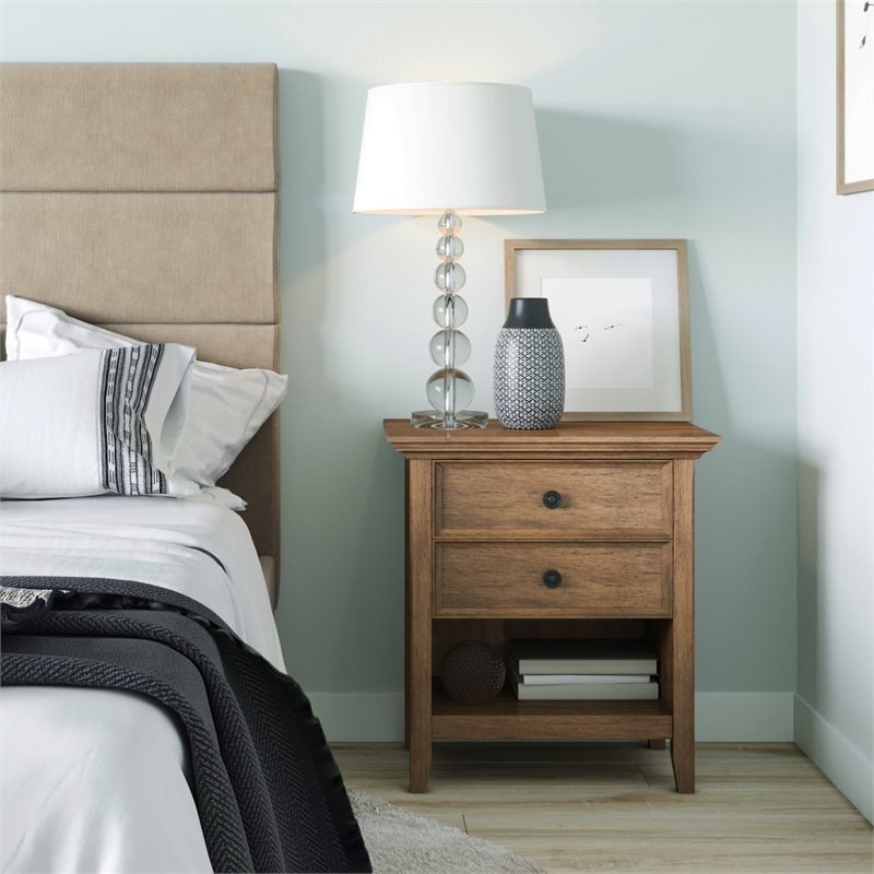 Simpli Home Amherst Transitional Solid Wood Nightstand in Natural Aged