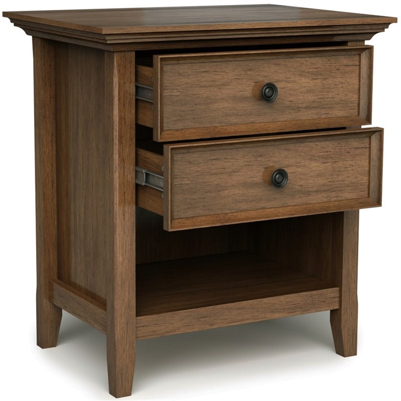 Simpli Home Amherst Transitional Solid Wood Nightstand in Natural Aged ...