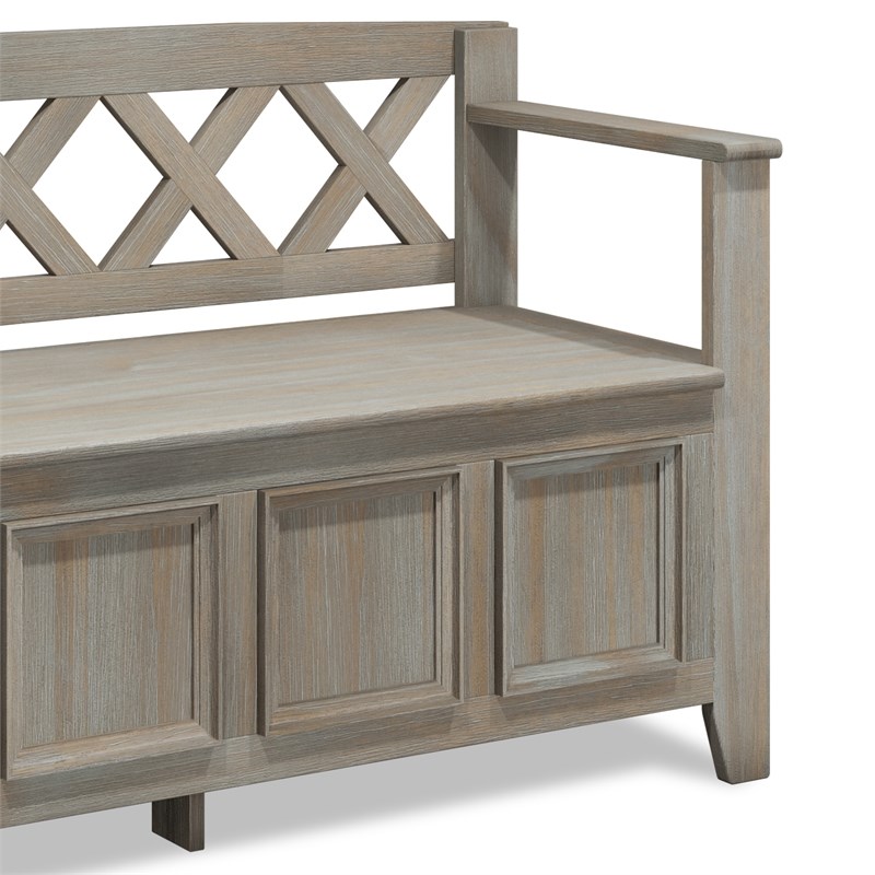 Simpli Home Amherst Solid Wood Entryway Storage Bench in Gray Homesquare