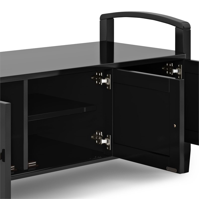 simpli home warm shaker solid wood entryway storage bench in black
