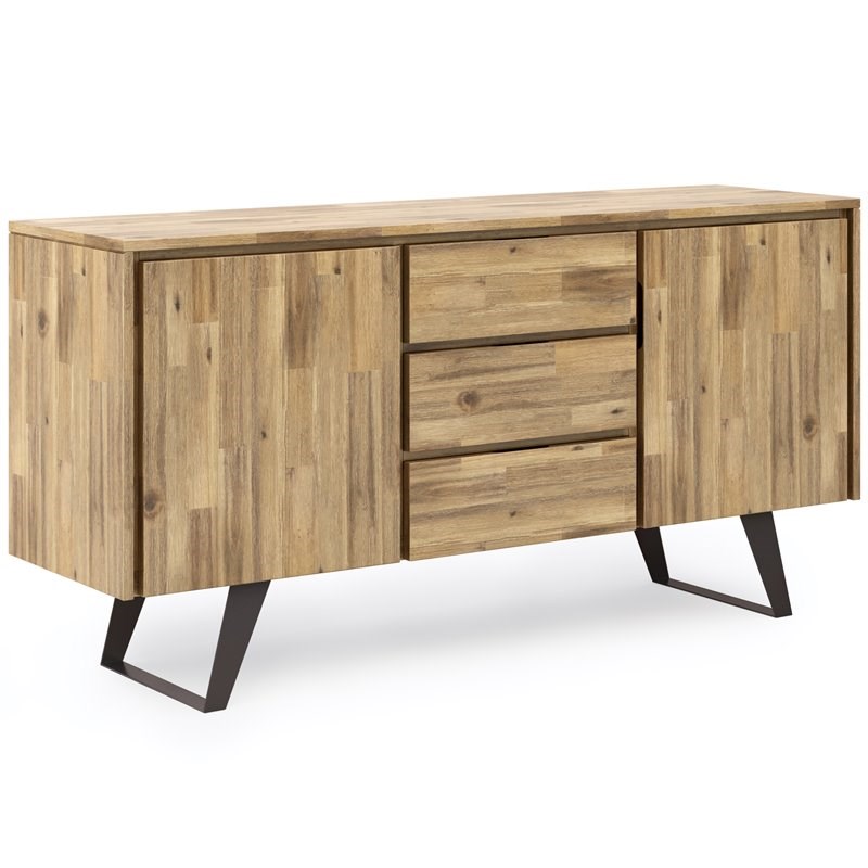 Simpli Home Lowry Solid Acacia Wood Sideboard Buffet in Golden Wheat