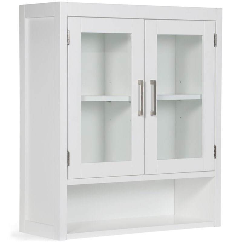 Simpli Home Gatsby 2 Door Mid Century Wooden Medicine Cabinet In White Axcbcgat 04