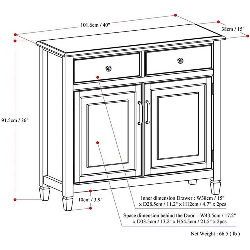 Simpli Home Connaught 2 Door Solid Wood Entryway Console Table in Black