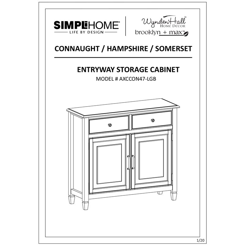 Simpli Home Connaught 2 Door Solid Wood Entryway Console Table in Golden Brown