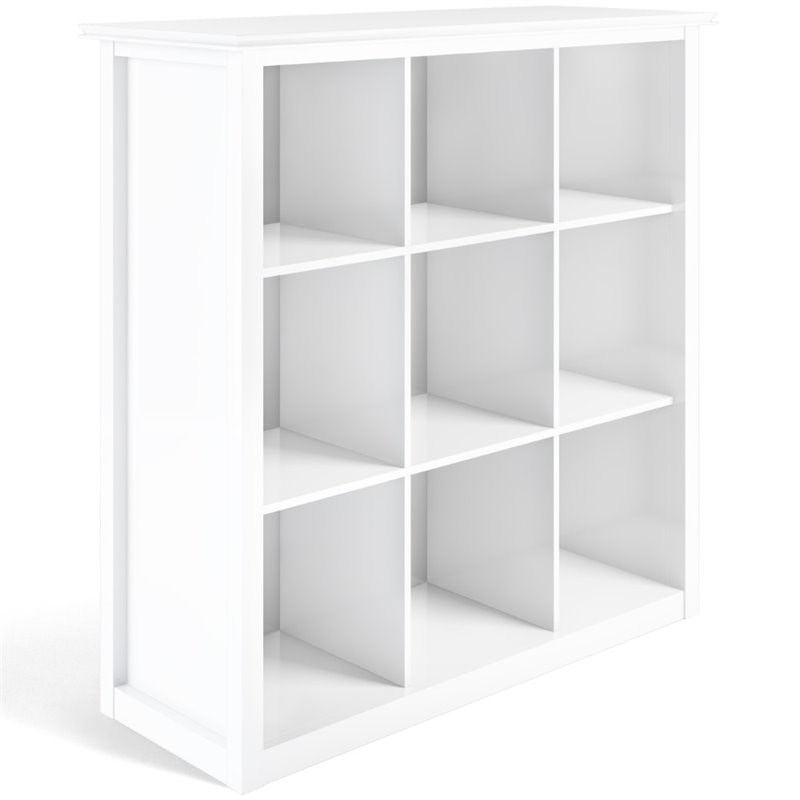 Simpli Home Artisan Wood Transitional 9 Cube Bookcase and Unit in White
