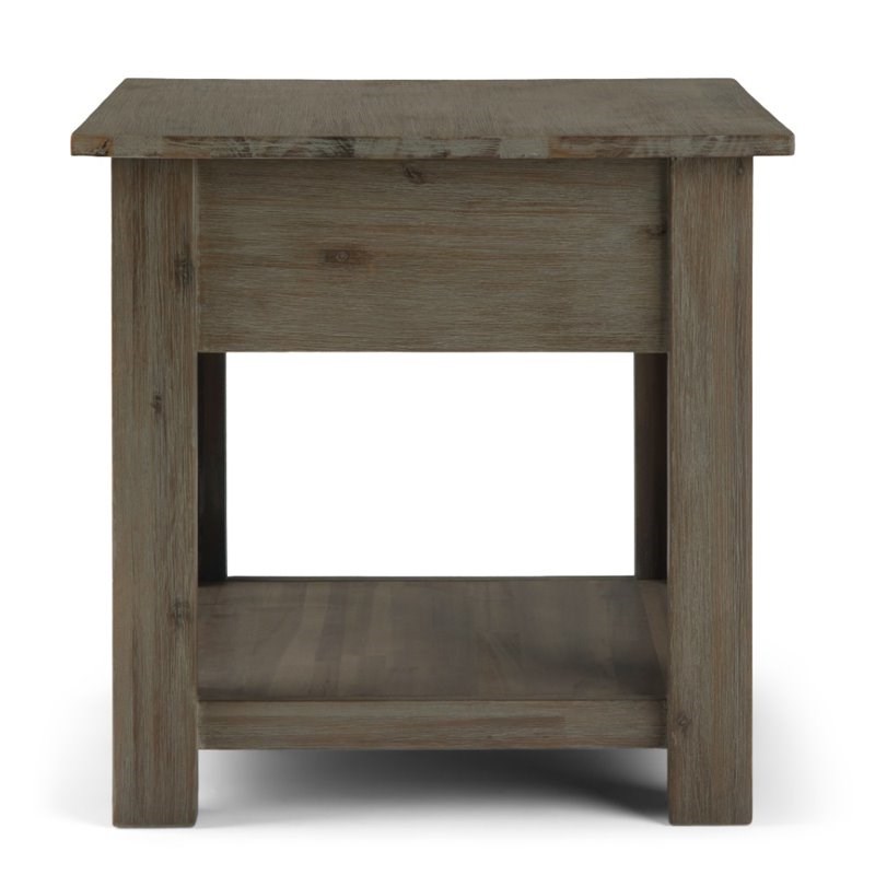 Simpli Home Monroe Solid Acacia Wood Square End Table in Distressed Gray
