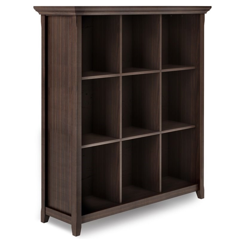 Simpli Home Acadian Wood 9 Cube Bookcase and Unit in Warm Walnut Brown