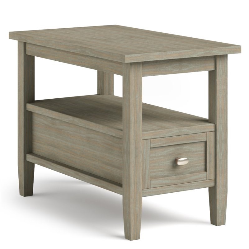 Narrow Side Table In Distressed Gray, Narrow Shaker End Table
