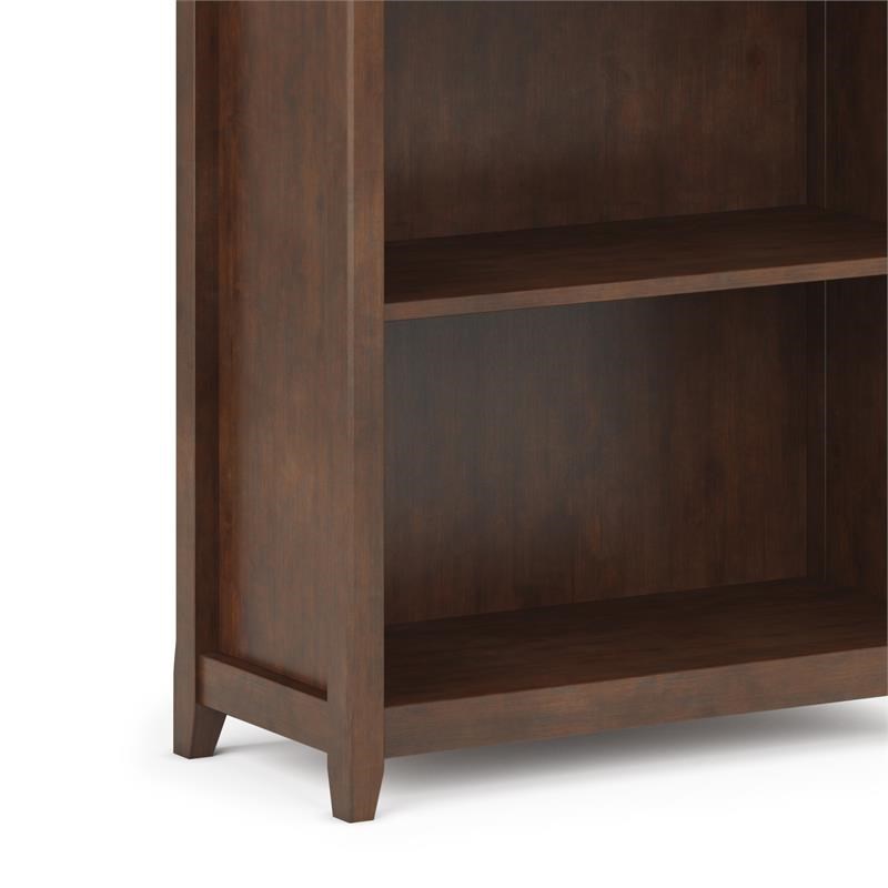 Simpli Home Amherst Solid Wood 5 Shelf Bookcase in Russet Brown