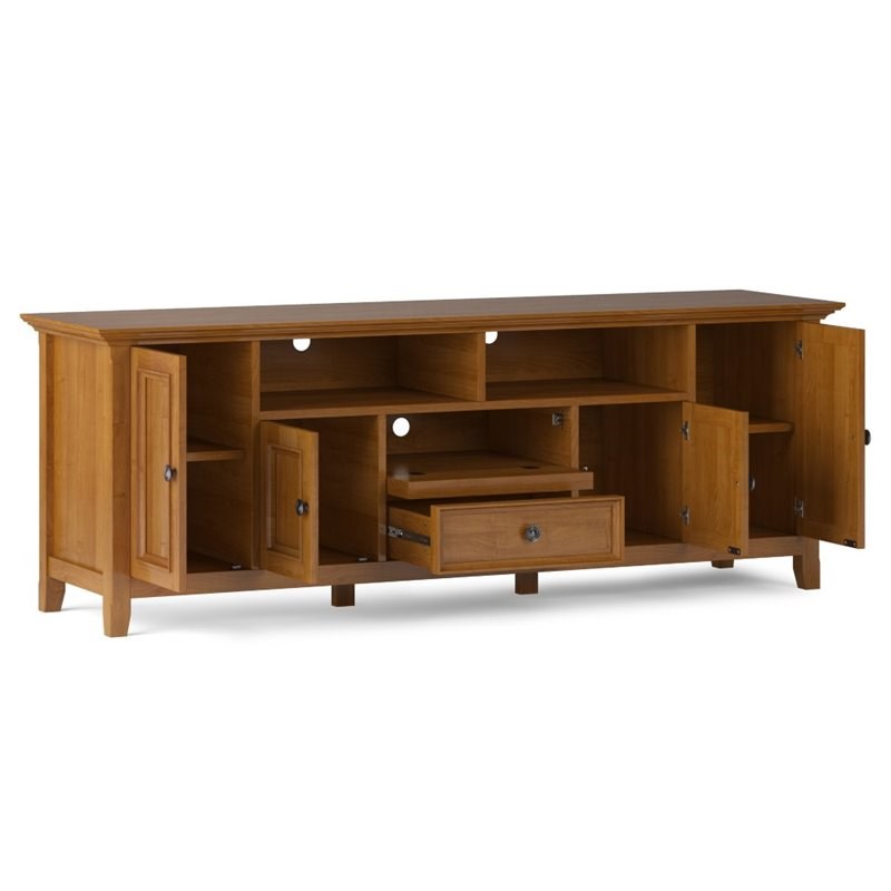 Simpli Home Amherst 72" Solid Wood TV Stand in Light Golden Brown