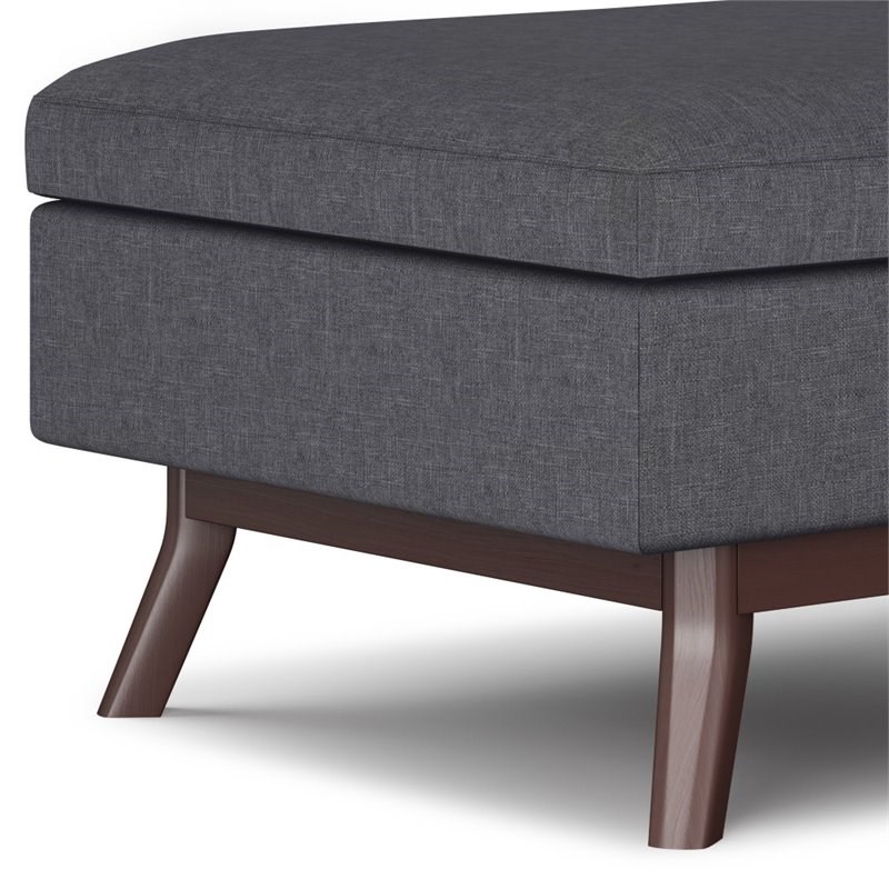 Simpli Home Owen Linen Look Fabric Coffee Table Storage Ottoman in