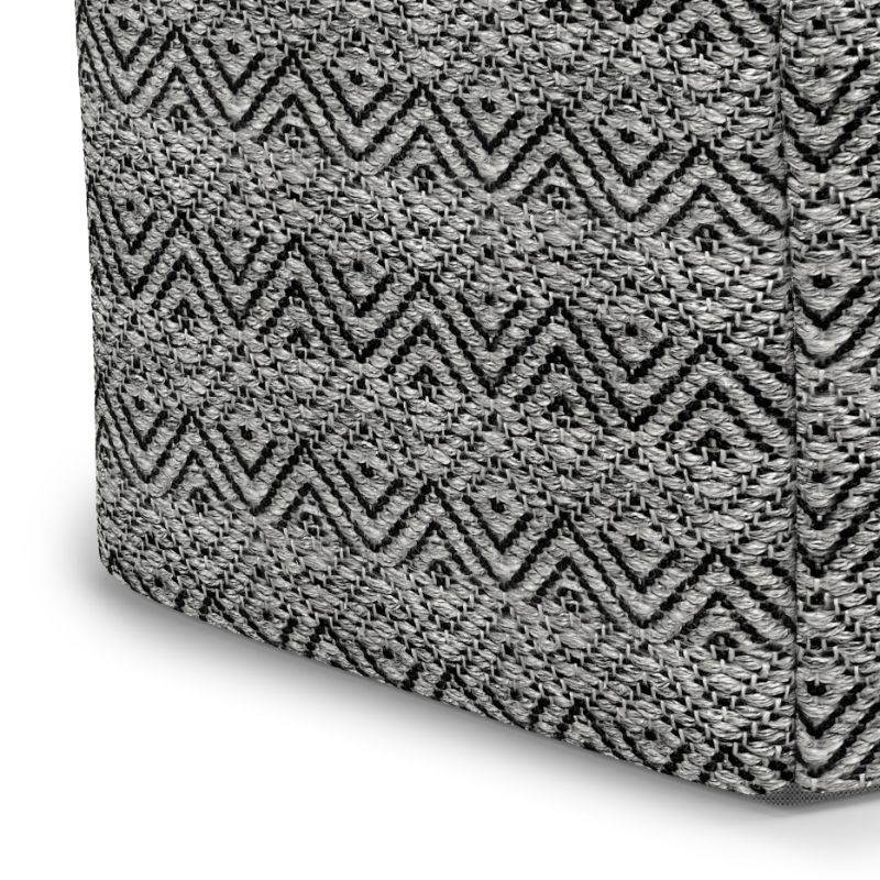 Simpli Home Hendrik Boho Square Woven Pouf in Gray-Black Recycled PET Polyester