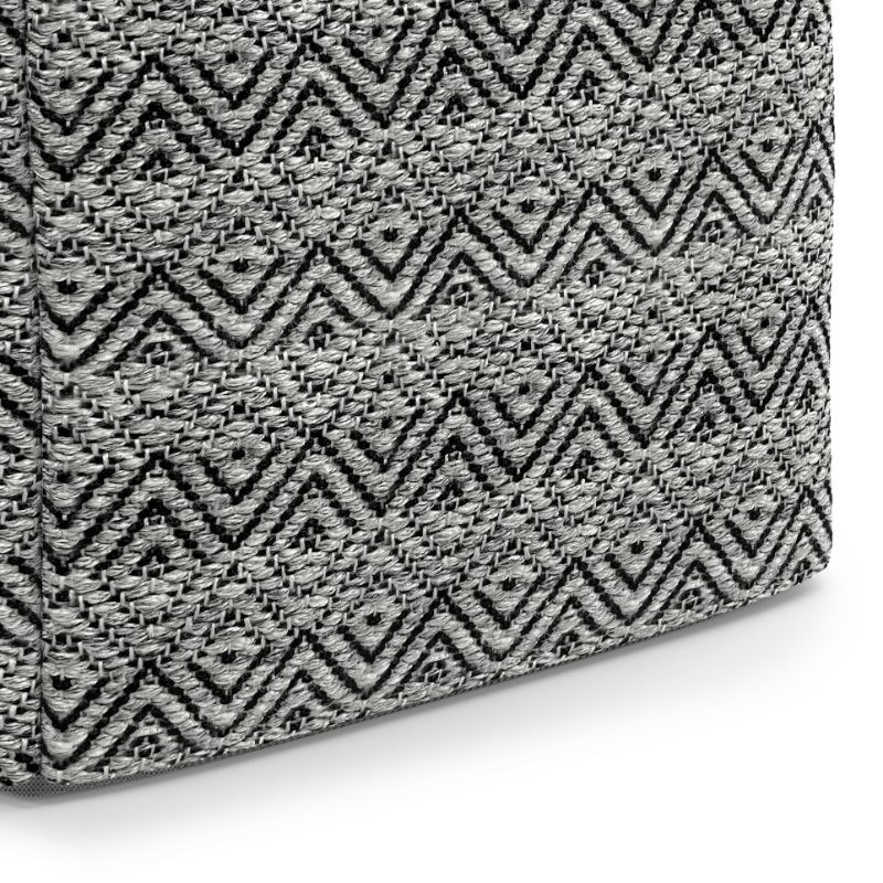 Simpli Home Hendrik Boho Square Woven Pouf in Gray-Black Recycled PET Polyester