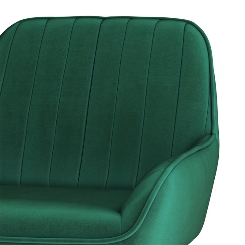 Cassady Contemporary Counter Height Stool (Set of 2) in Green Velvet Fabric