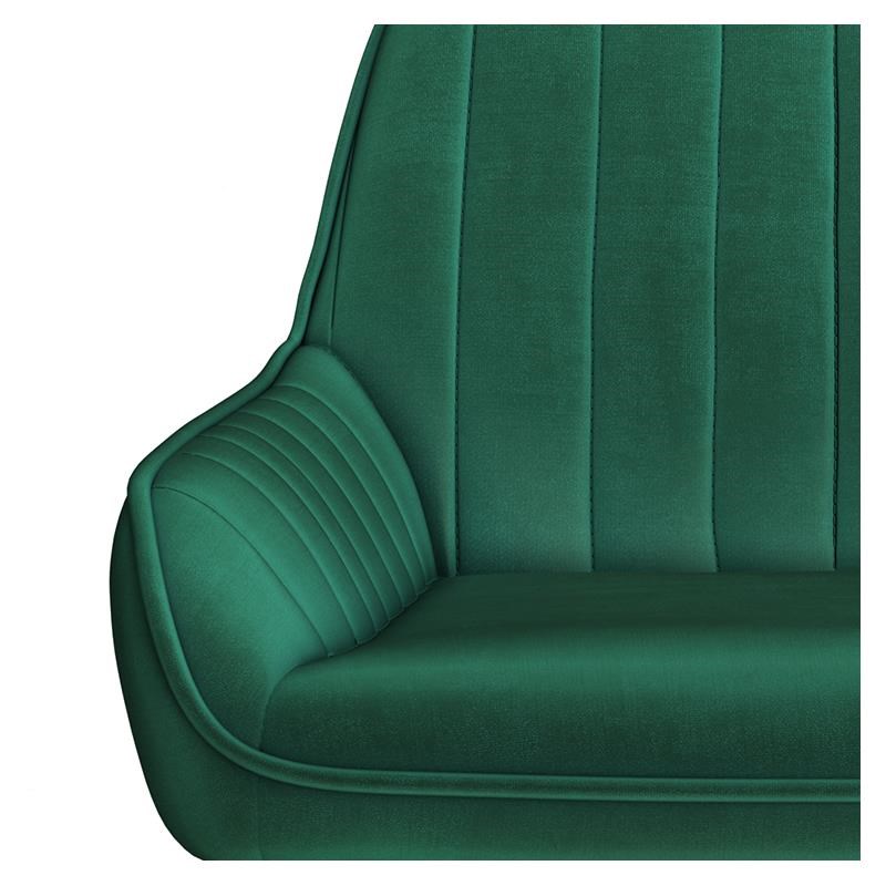 Cassady Contemporary Counter Height Stool (Set of 2) in Green Velvet Fabric