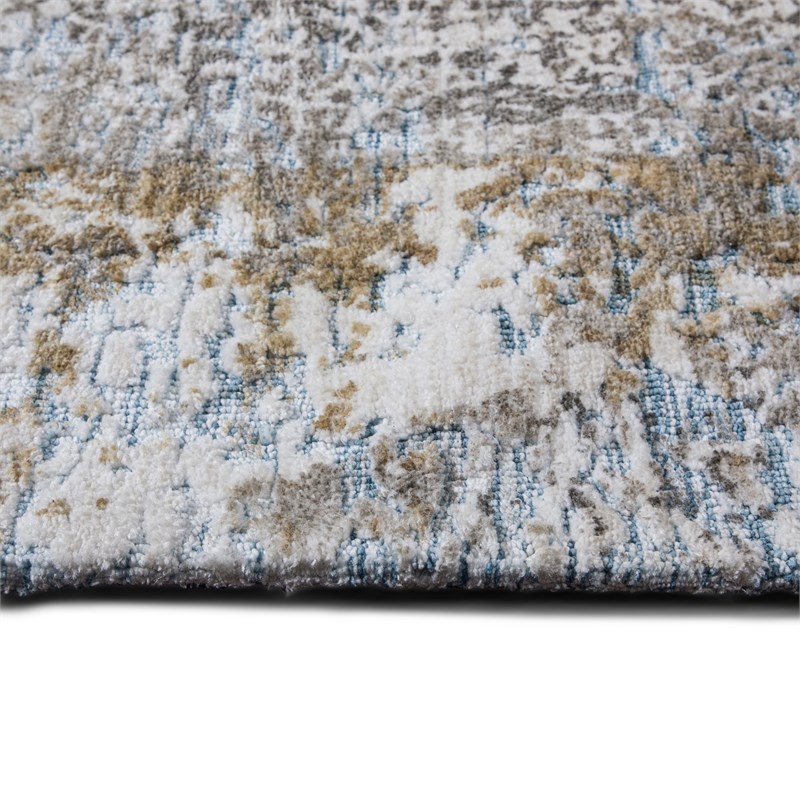 Emmalee 6 x 9 Area Rug Contemporary in Blue and Gold
