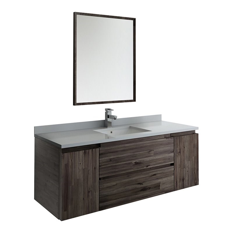 Fresca Formosa 54 Wall Hung Modern Wood Bathroom Vanity With Mirror In Brown Fvn31 123012aca