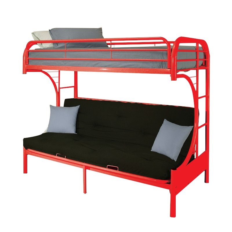 ACME Furniture Eclipse Twin over Full Futon Bunk Bed in Red Homesquare
