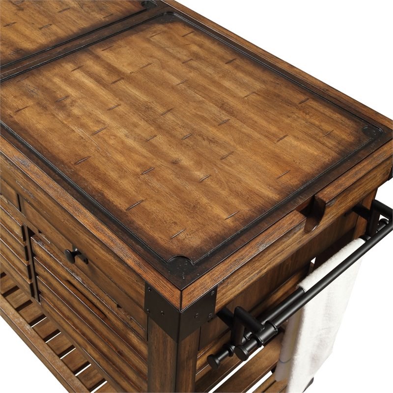 ACME Furniture Kaif Kitchen Cart in Distress Chestnut Homesquare