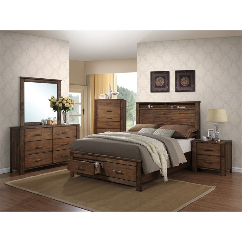 ACME Furniture Merrilee King Bed with Storage in Oak