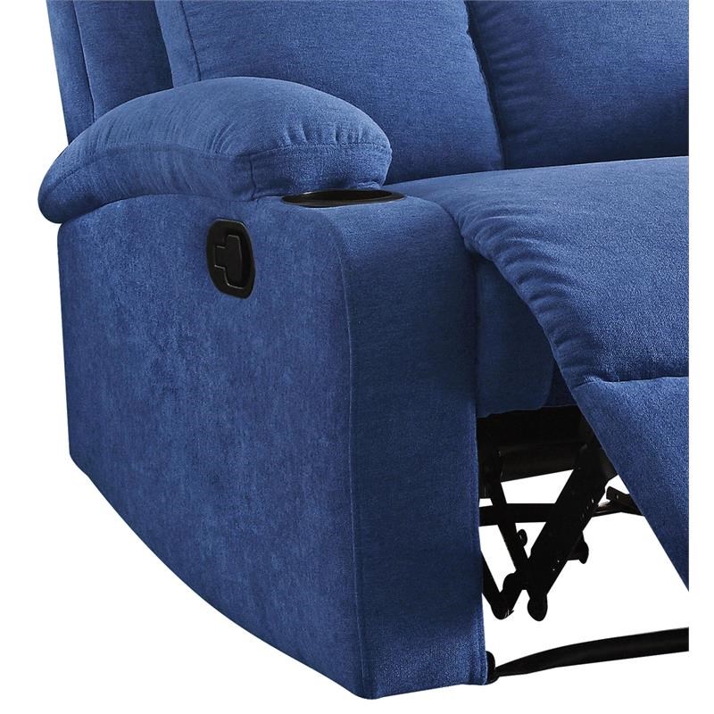ACME Rosia Fabric Upholstered Motion Recliner with Pillow Top Armrest in Blue