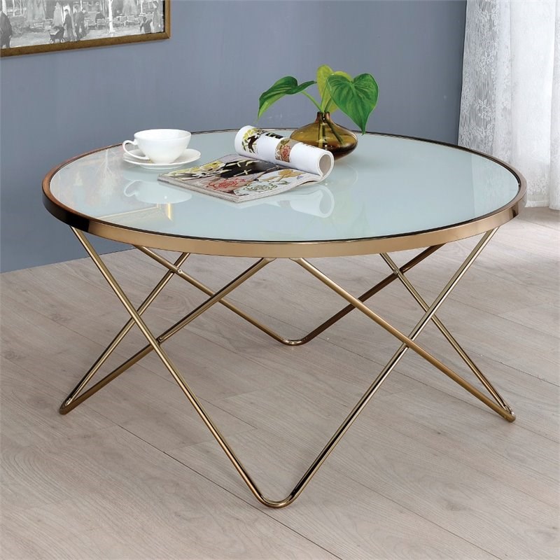 ACME Valora Coffee Table in Frosted Glass and Champagne