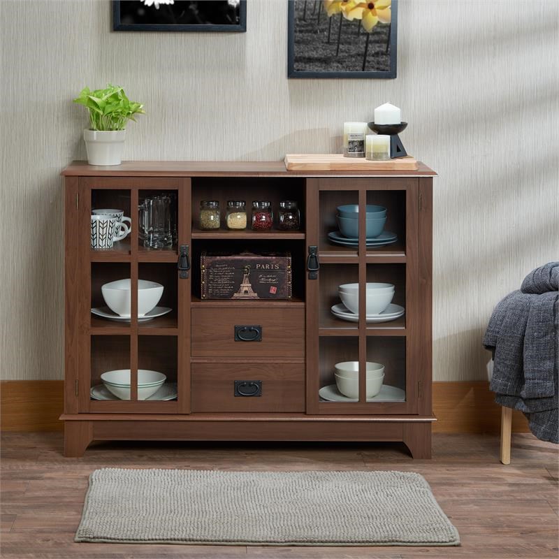 ACME Dubbs Storage Wood Console Table with 2 Doors in Walnut