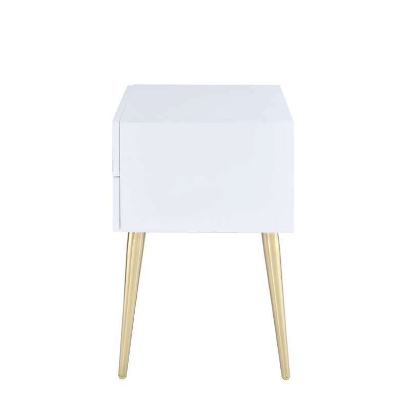 ACME Denvor End Table in White and Gold