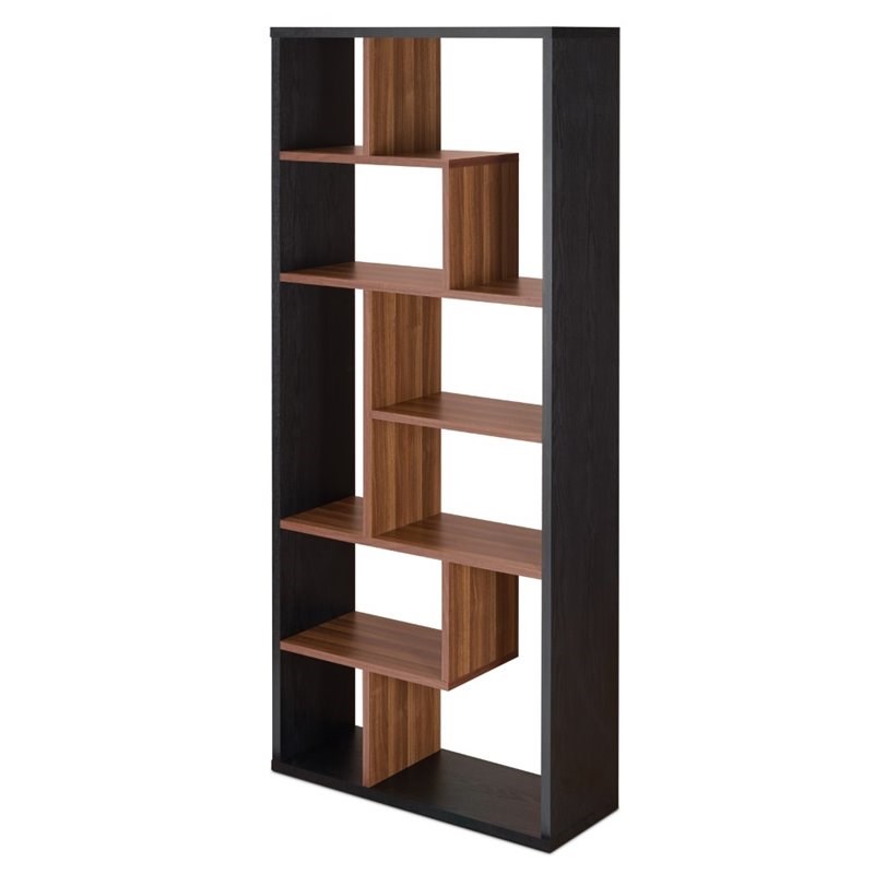 ACME Chas Cube Bookcase in Black and Walnut