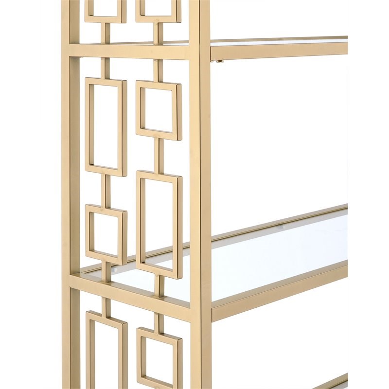 ACME Blanrio Etagere Bookcase in Clear Glass and Gold