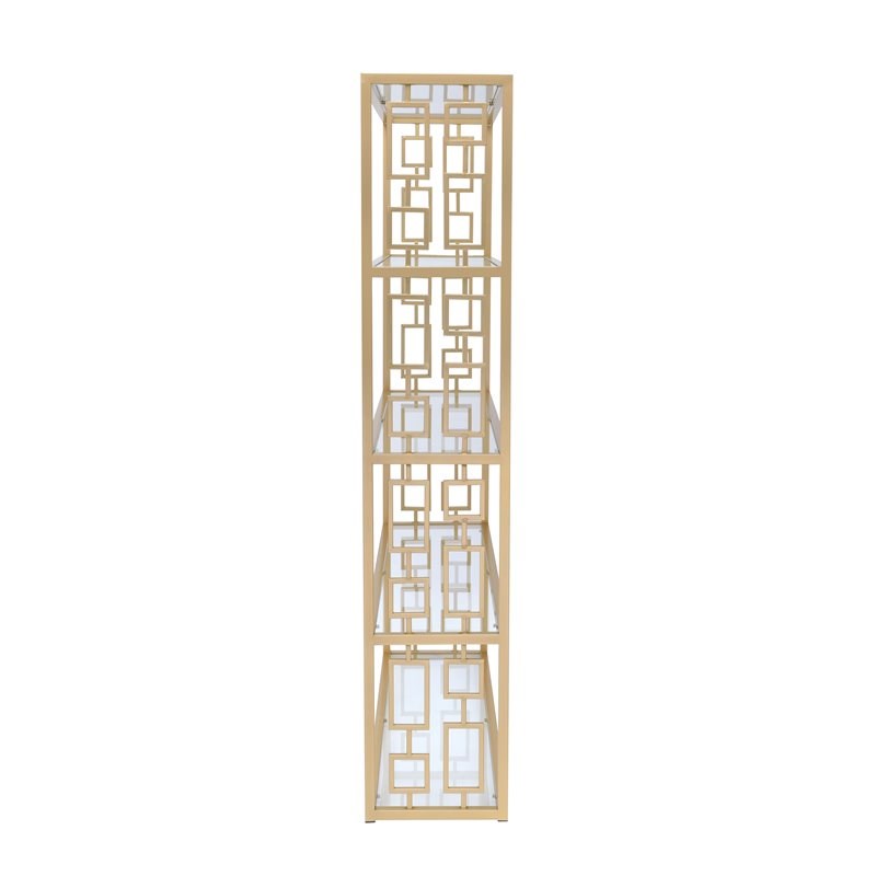 ACME Blanrio Etagere Bookcase in Clear Glass and Gold