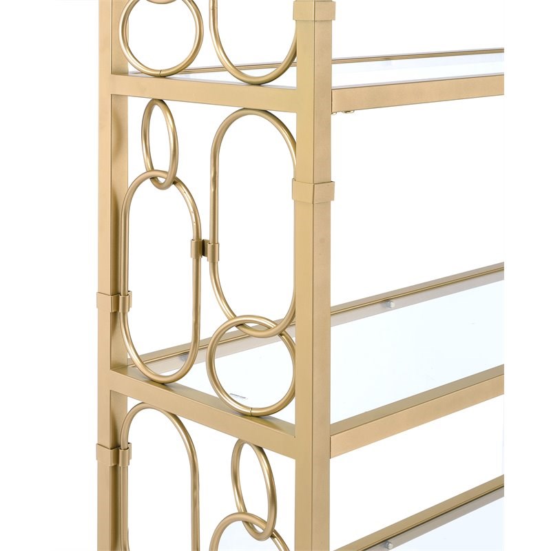 ACME Julos Etagere Bookcase in Clear Glass and Gold