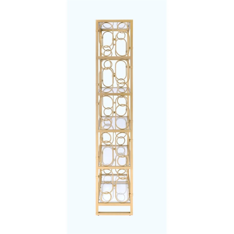 ACME Julos Etagere Bookcase in Clear Glass and Gold