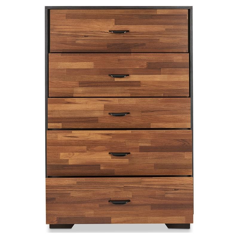 ACME Eloy Wooden Rectangular Chest with 5 Storage Drawers in Walnut and Espresso