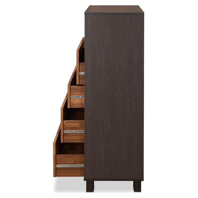 ACME Eloy Wooden Rectangular Chest with 5 Storage Drawers in Walnut and Espresso