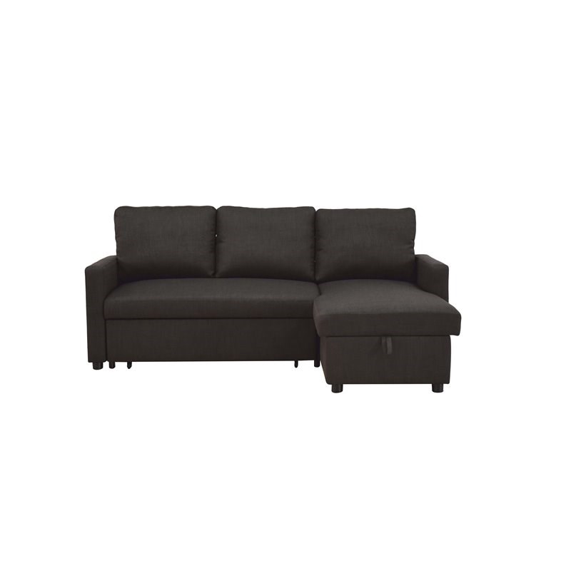  acme hiltons sectional sofa with sleeper in charcoal linen 