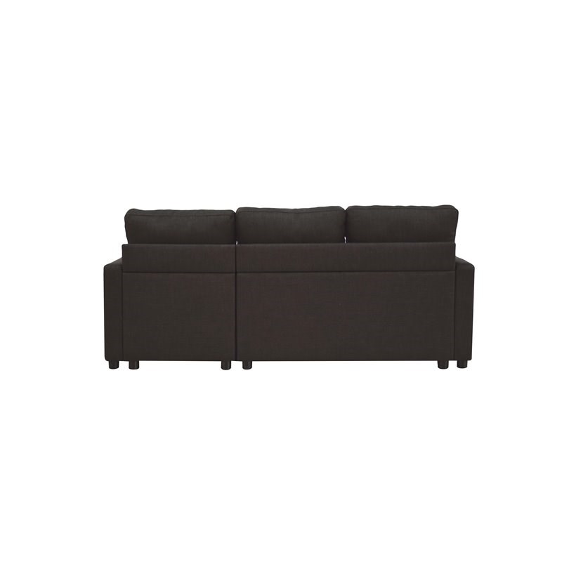  acme hiltons sectional sofa with sleeper in charcoal linen 