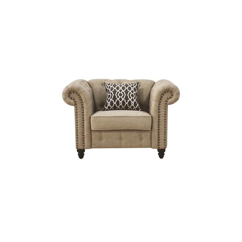 ACME Aurelia Chair with 1 Pillow in Beige Linen