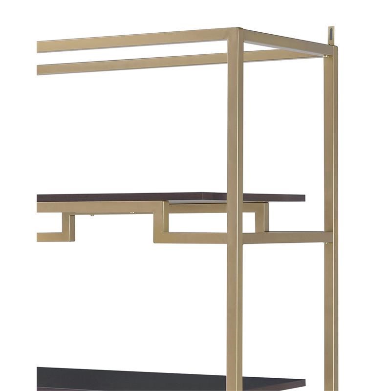ACME Yumia Wooden Tiers Etagere Bookshelf in Gold and Clear Glass