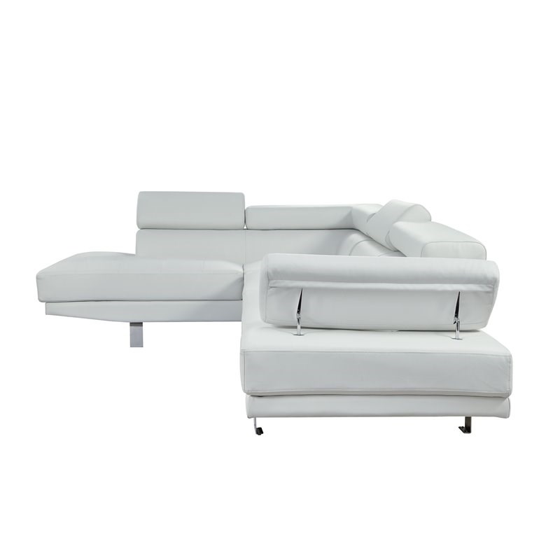 ACME Connor Sectional Sofa with Adjustable Headrest in Cream Faux Leather